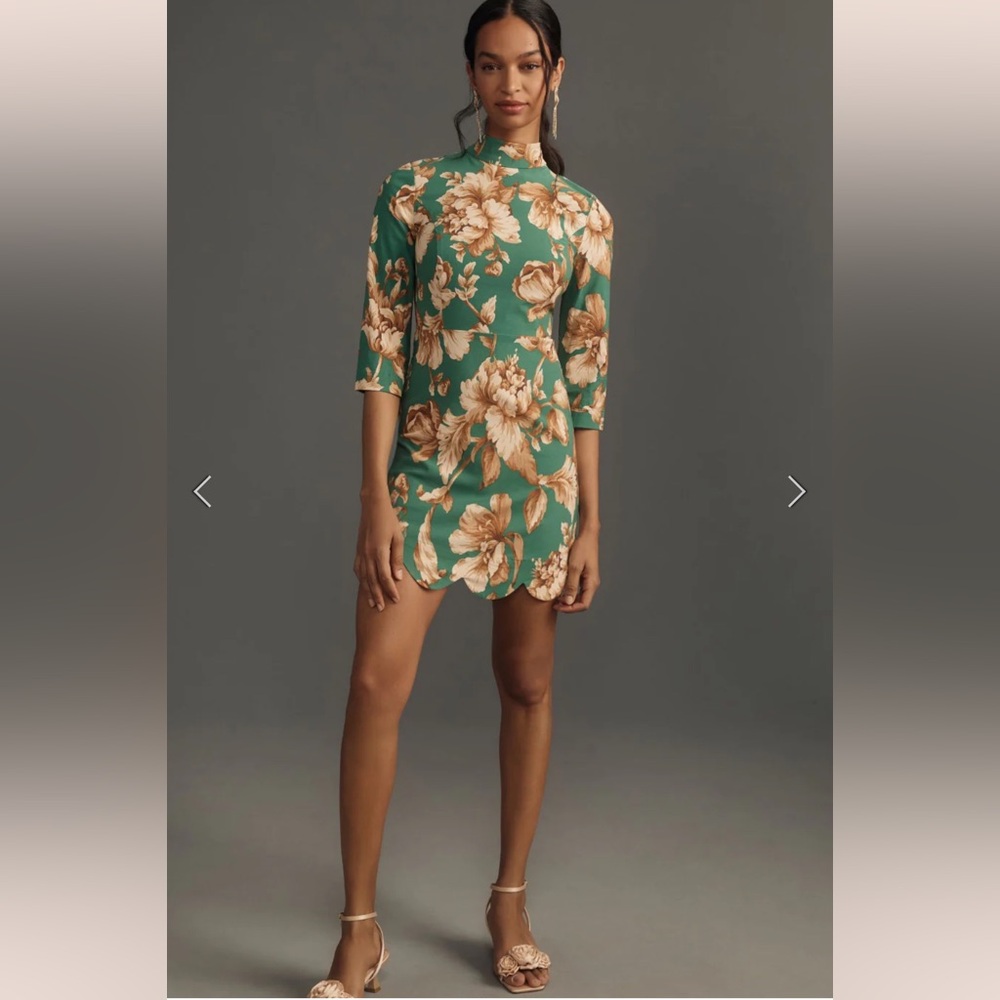 Maeve Mock-Neck Stretch Shift Mini Dress